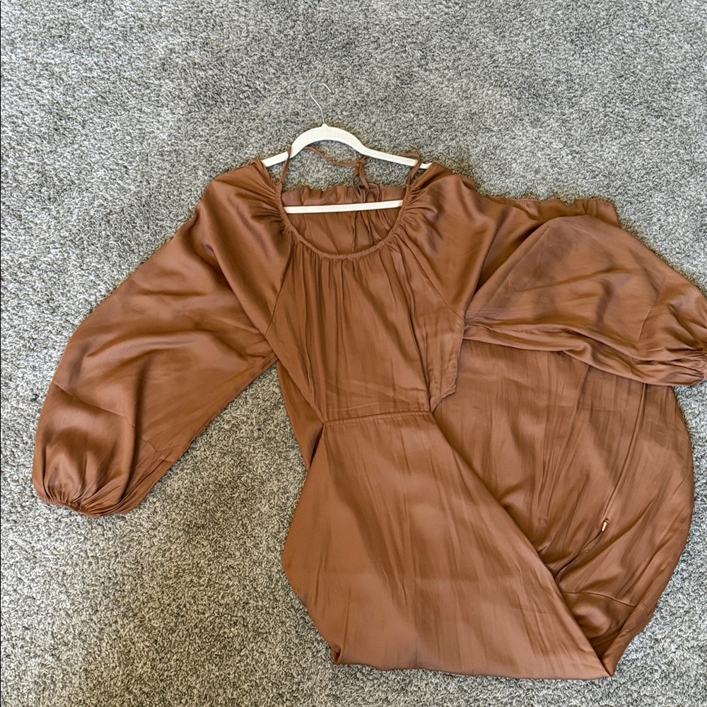bohme Long Sleeve Maxi Dress in Rust Brown - Picture 8 of 10